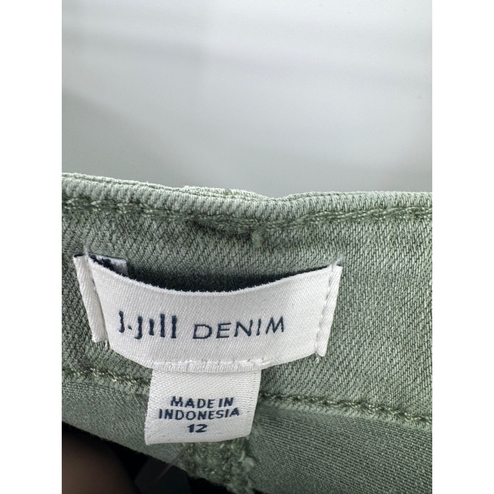 NWT J.Jill Denim Utility Skirt Women's 12 Light Willow Zip-Fly Mid Rise Pockets - Picture 11 of 14